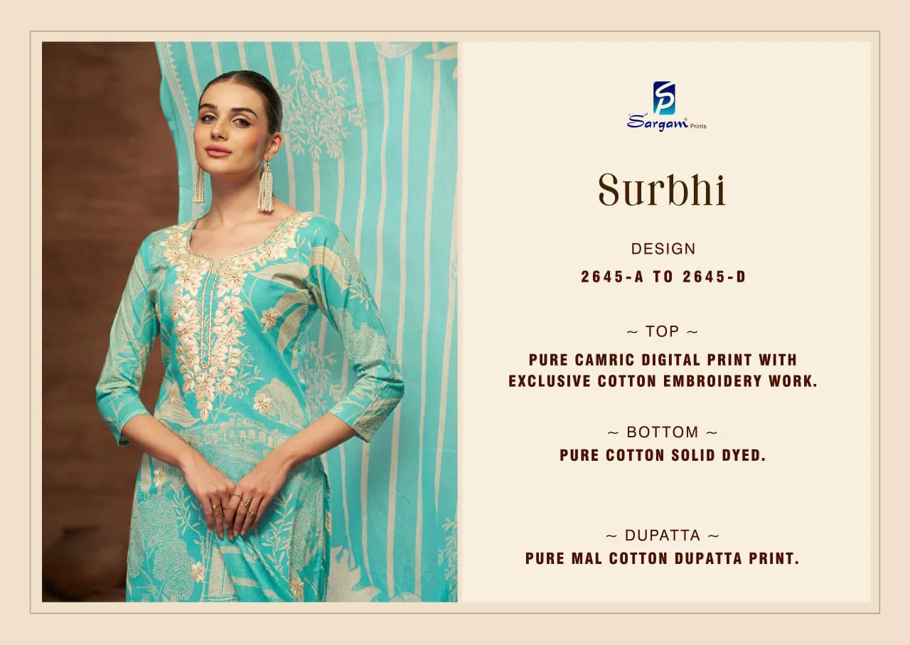 Surbhi by Sargam Cambric Printed Designer Salwar Suit Suppliers In India